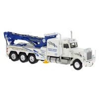 BR86283 HO Scale Brekina Peterbilt 359 Tri-Axle Tow Truck - White "Midwest Truck"