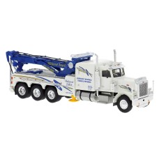 BR86283 HO Scale Brekina Peterbilt 359 Tri-Axle Tow Truck - White "Midwest Truck"