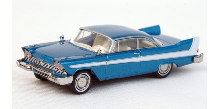 BR19678 HO Scale Brekina 1958 Plymouth Fury - Metallic Blue/White