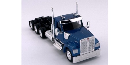 HL-990062 HO Logistics HO Kenworth W990 Day Cab Tri-Axle Truck Tractor - Metallic Blue