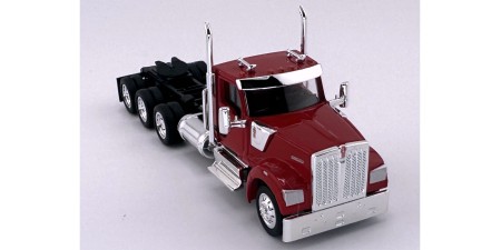 HL-990082 HO Logistics HO Kenworth W990 Day Cab Tri-Axle Truck Tractor - Red