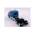 HL-589064 HO Logistics HO Peterbilt 589 72" Flat Top Sleeper Two Axle Truck Tractor - Metallic Blue