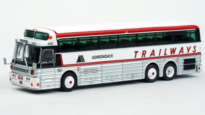 87-0547 Iconic Replicas HO Scale 1969 Silver Eagle Model 05 Bus - Adirondack Trailways