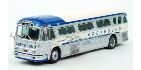 87-0566 Iconic Replicas HO Scale 1959 GM PD4104 Bus - Greyhound Lines