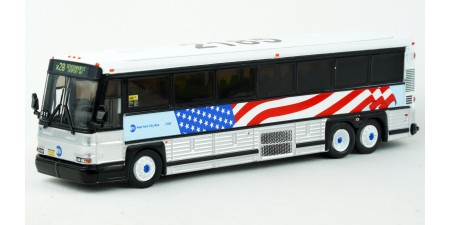 87-0567 Iconic Replicas HO Scale MCI D4000 MTA 9/11 Memorial Bus
