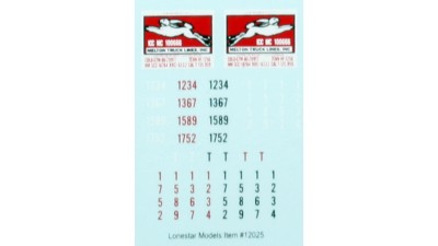 HO Scale Lonestar Models  Melton Truck Lines Truck Tractor Decal Set (1)