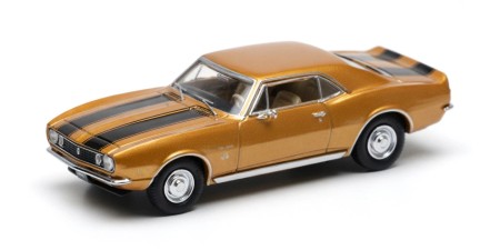 870144022 HO Scale Minichamps 1967 Chevrolet Camaro - Metallic Gold/Black Stripes