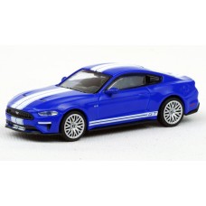 870087021 HO Scale Minichamps 2018 Ford Mustang GT - Blue w/White Stripes