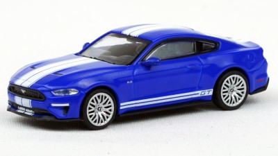870087021 HO Scale Minichamps 2018 Ford Mustang GT - Blue w/White Stripes