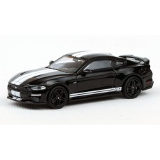 870087022 HO Scale Minichamps 2018 Ford Mustang GT - Black w/White Stripes