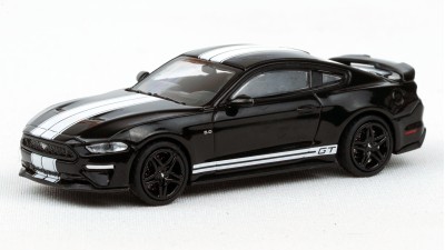870087022 HO Scale Minichamps 2018 Ford Mustang GT - Black w/White Stripes