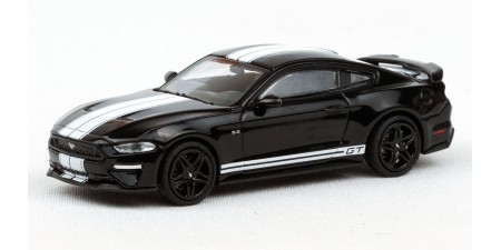 870087022 HO Scale Minichamps 2018 Ford Mustang GT - Black w/White Stripes