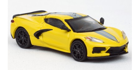 870672 - PCX87 2022 Chevrolet Corvette C8 - Yellow/Silver Stripes