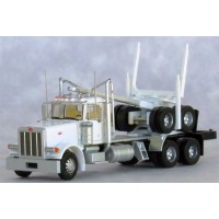 TRW47982 - N Scale Trainworx Peterbilt 379 Tandem Axle Truck & Logging Trailer - White