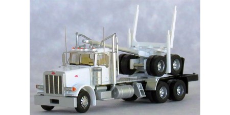 TRW47982 - N Scale Trainworx Peterbilt 379 Tandem Axle Truck & Logging Trailer - White