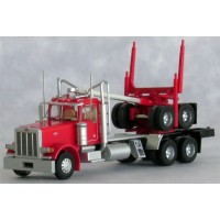 TRW47983 - N Scale Trainworx Peterbilt 379 Tandem Axle Truck & Logging Trailer - Red