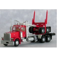 TRW47983 - N Scale Trainworx Peterbilt 379 Tandem Axle Truck & Logging Trailer - Red