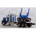 TRW47984 - N Scale Trainworx Peterbilt 379 Tandem Axle Truck & Logging Trailer - Blue