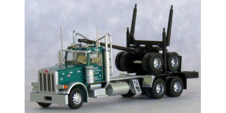 TRW47986 - N Scale Trainworx Peterbilt 379 Tandem Axle Truck & Logging Trailer - Koch Logging Green & Silver