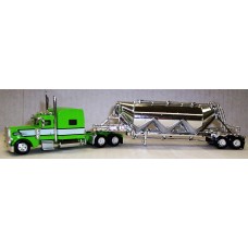TSH-014 Trucks N' Stuff HO Peterbilt 389 Sleeper Truck Tractor & Pneumatic Bulk Trailer - Owner-Operator Lime Green