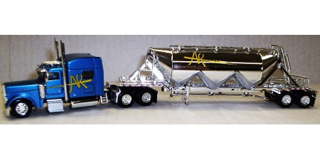 TSH-021 Trucks N' Stuff HO Peterbilt 389 Sleeper Truck Tractor & Pneumatic Bulk Trailer - A&R Transport