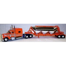 TSH-024 Trucks N' Stuff HO Peterbilt 389 Sleeper Truck Tractor & Pneumatic Bulk Trailer - Owner-Operator Orange