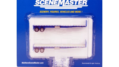 949-2701 Walthers Scenemaster 40' Flatbed Trailer - Assembled (Blue) 2 Pack