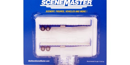 949-2701 Walthers Scenemaster 40' Flatbed Trailer - Assembled (Blue) 2 Pack