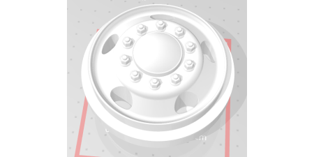 W55FH - Replacement Wheel, Trucks N' Stuff, Front, 5 Hole Steel With Hub Cap