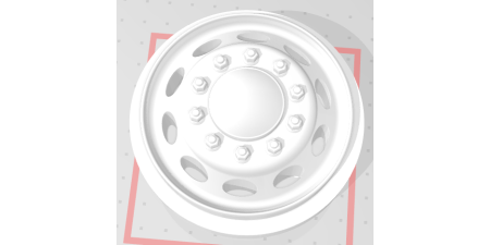 W5PFH - Replacement Wheel, Trucks N' Stuff, Front, Peterbilt Oval 10 Hole Aluminum With Hub Cap
